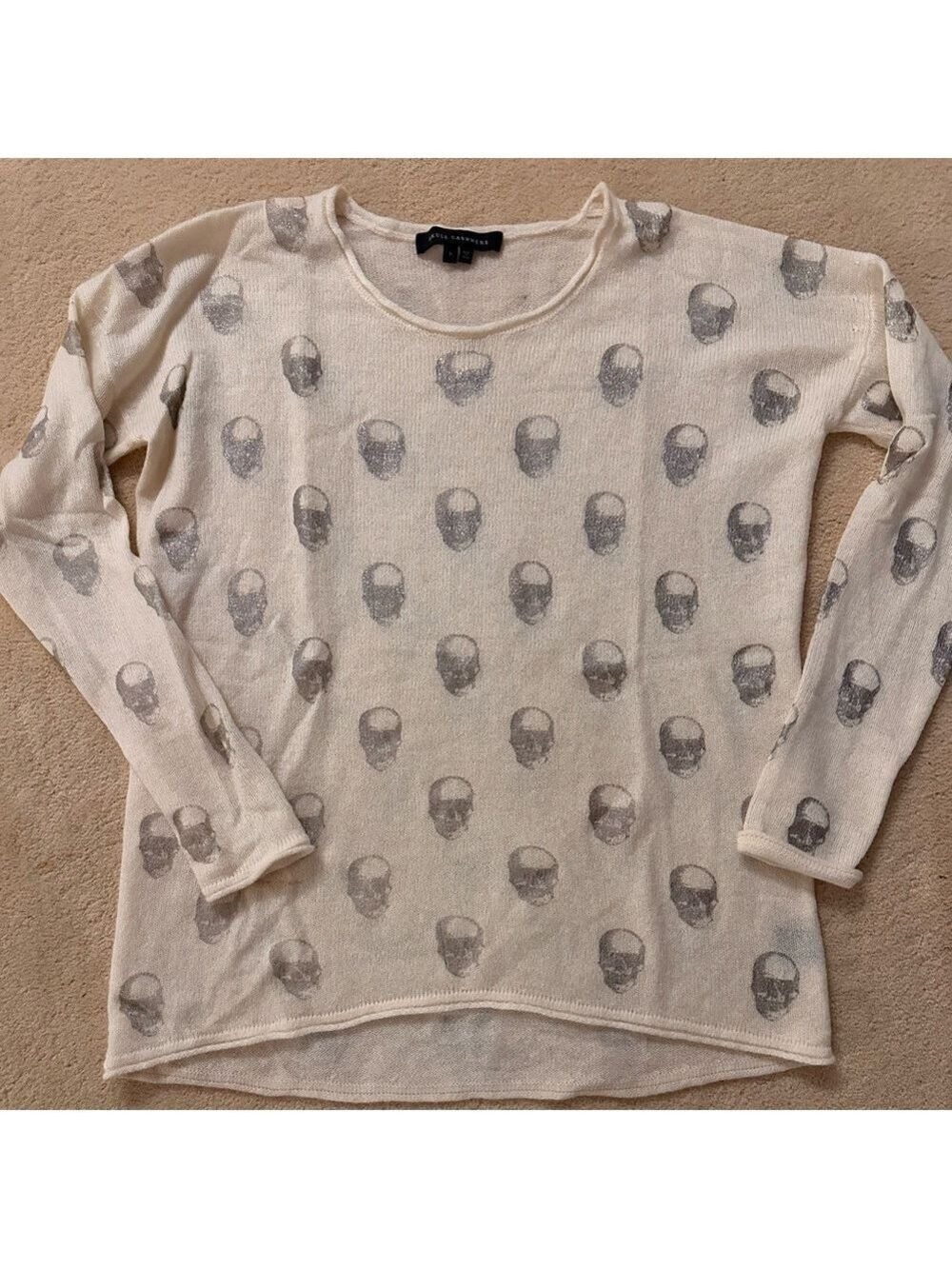 Skull Cashmere Cream Knit Sweater